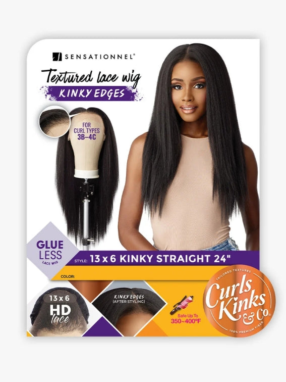 SENSATIONNEL CURLS KINKS N CO KINKY EDGES 13X6 LACE WIG KINKY STRAIGHT 24