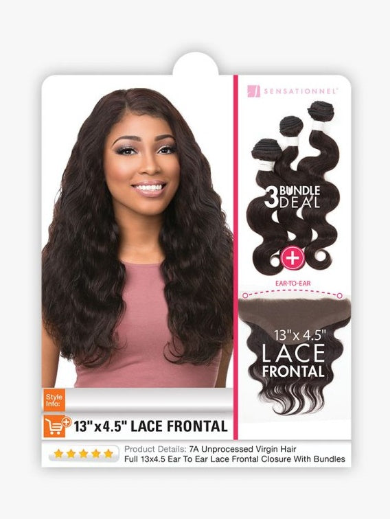 SENSATIONNEL BARE & NATURAL 100% VIRGIN REMI LACE FRONTAL BUNDLE DEAL BODY WAVE