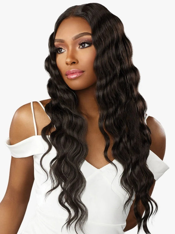 SENSATIONNEL BUTTA LACE HUMAN HAIR BLENDED HD LACE FRONT WIG LOOSE CRIMP 28"