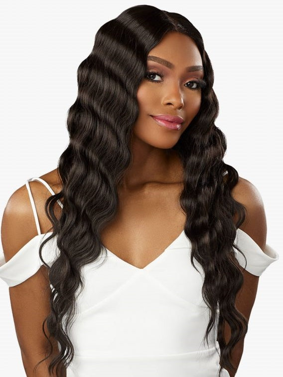 SENSATIONNEL BUTTA LACE HUMAN HAIR BLENDED HD LACE FRONT WIG LOOSE CRIMP 28"