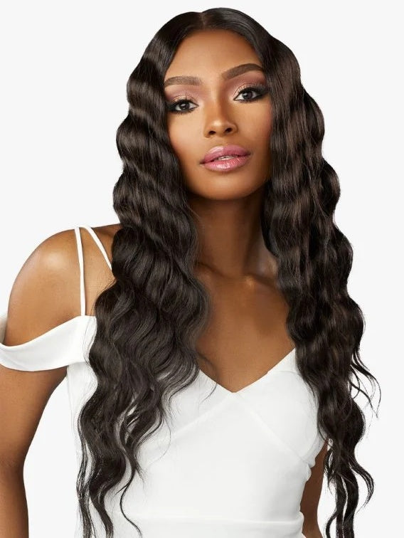 SENSATIONNEL BUTTA LACE HUMAN HAIR BLENDED HD LACE FRONT WIG LOOSE CRIMP 28"