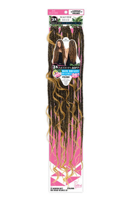 MAYDE BEAUTY CROCHET BRAID 3X MODERN SOFT BOX BRAID WITH CURLS 26"