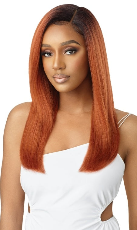 OUTRE SYNTHETIC PRE-PLUCKED HD TRANSPARENT LACE FRONT WIG NATURAL YAKI 22