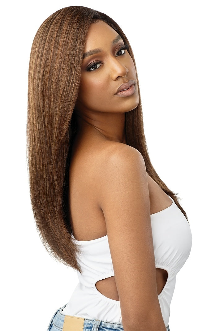 OUTRE SYNTHETIC PRE-PLUCKED HD TRANSPARENT LACE FRONT WIG NATURAL YAKI 22