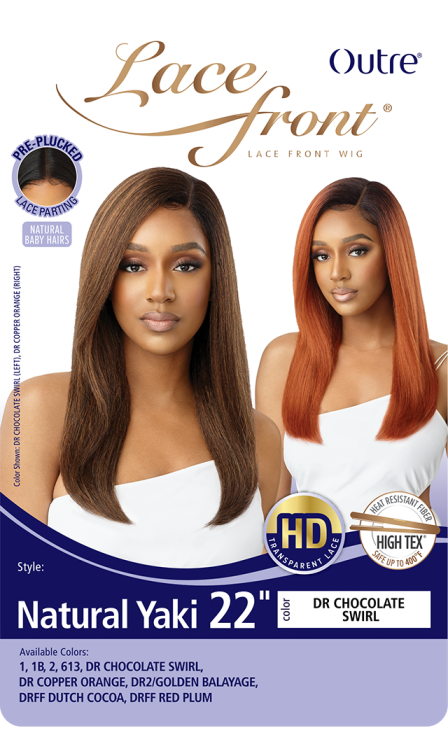 OUTRE SYNTHETIC PRE-PLUCKED HD TRANSPARENT LACE FRONT WIG NATURAL YAKI 22