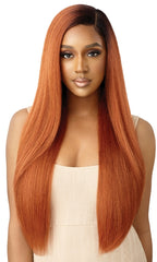 OUTRE SYNTHETIC PRE-PLUCKED HD TRANSPARENT LACE FRONT WIG NATURAL YAKI 30