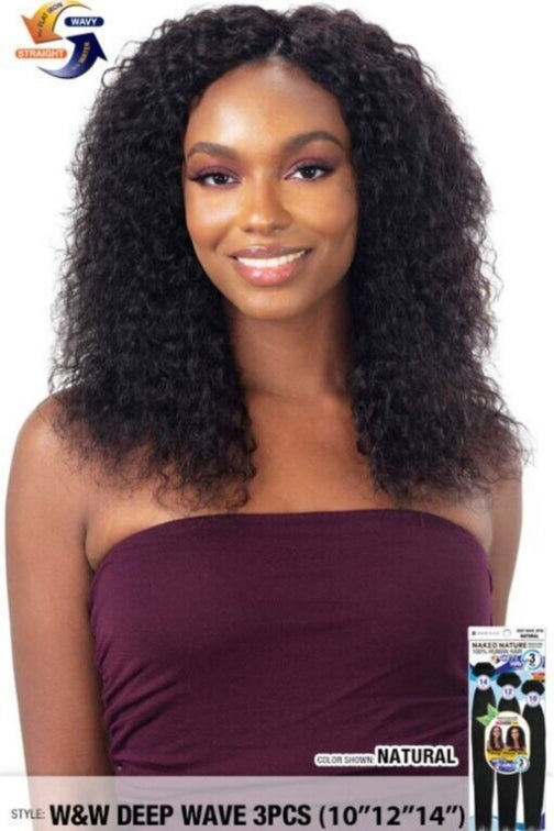 NAKED NATURE 100% BRAZILIAN VIRGIN REMY WEAVE WET & WAVY DEEP WAVE 3PCS 10/12/14