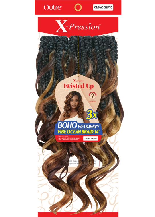 OUTRE X-PRESSION TWISTED UP CROCHET BRAID 3X BOHO WET&WAVY VIBE OCEAN BRAID 14"