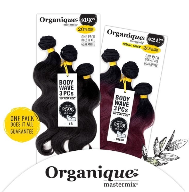 SHAKE N GO HUMAN HAIR BLEND WEAVE ORGANIQUE MASTERMIX BODY WAVE 3PCS