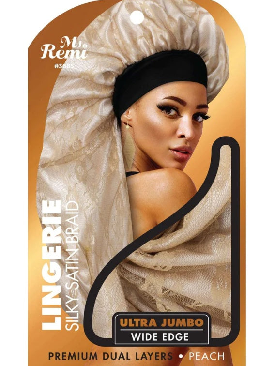 Ms. REMI LINGERIE WIDE EDGE SILKY BRAID BONNET ULTRA JUMBO PEACH