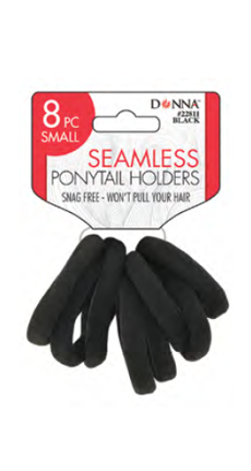 DONNA SEAMLESS PONYTAIL HOLDERS 8PCS SMALL #BLACK