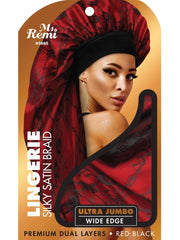 Ms. REMI LINGERIE WIDE EDGE SILKY BRAID BONNET ULTRA JUMBO RED BLACK