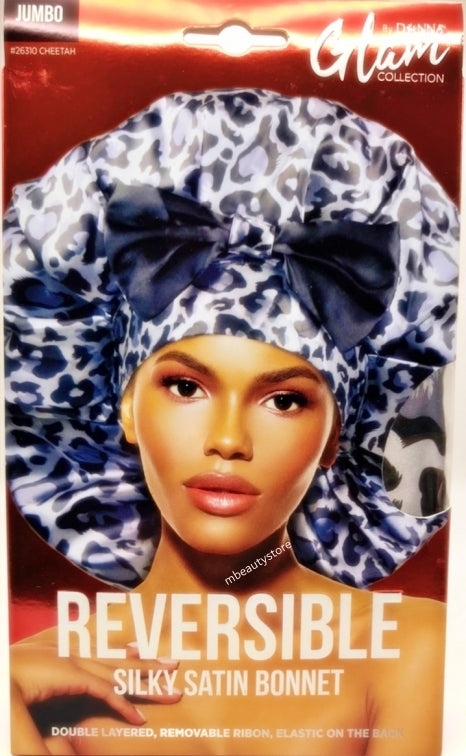 DONNA GLAM COLLECTION REVERSIBLE SILKY SATIN BONNET CHEETAH