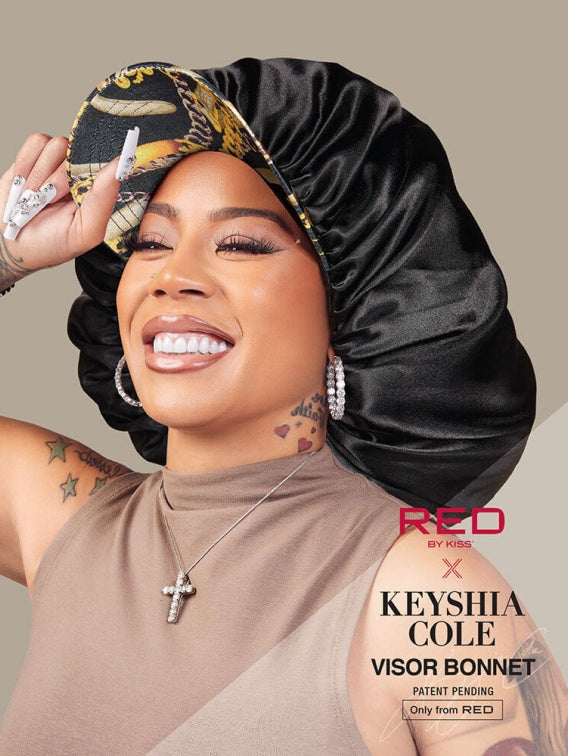 RED BY KISS KEYSHIA COLE X SATIN VISOR BONNET BLACK