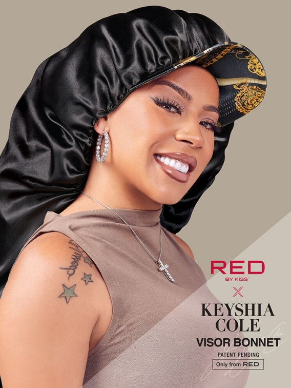 RED BY KISS KEYSHIA COLE X Satin VISOR BRAID BONNET BLACK