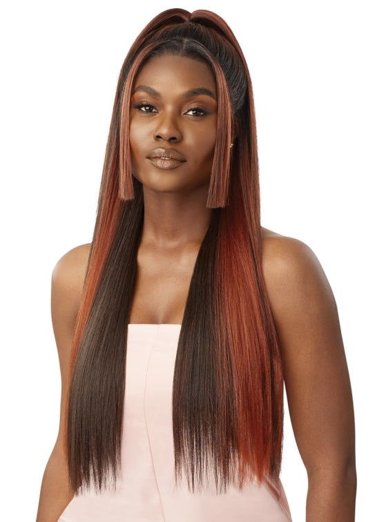 OUTRE AIRTIED HUMAN HAIR BLEND GLUELESS 13X6 HD LACE WIG SLEEK YAKI 28