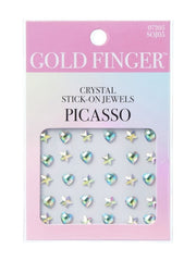 KISS GOLD FINGER NAIL ART CRYSTAL STICK-ON  JEWELS PICASSO