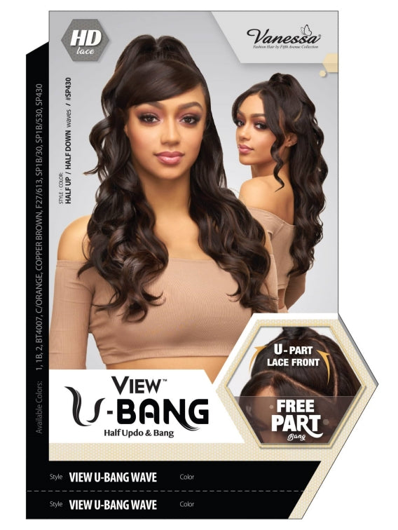 VANESSA HALF UPDO & BANG HD LACE WIG VIEW U-BANG WAVE