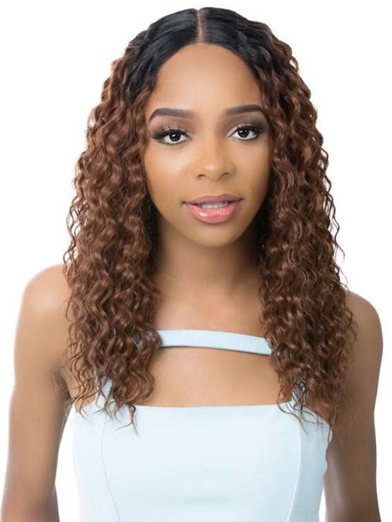 IT'S A WIG HUMAN HAIR BLENDED HD LACE FRONT WIG CRIMPY WATER WAVE 20