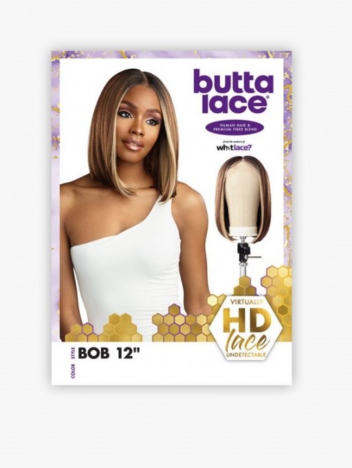 SENSATIONNEL BUTTA LACE HUMAN HAIR BLENDED HD LACE FRONT WIG BOB 12